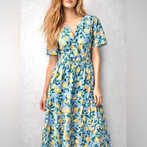 Draper James | Dresses | Nwt Draper James Puff Sleeve Maxi Wrap Dress In  Lemon Stripe | Poshmark